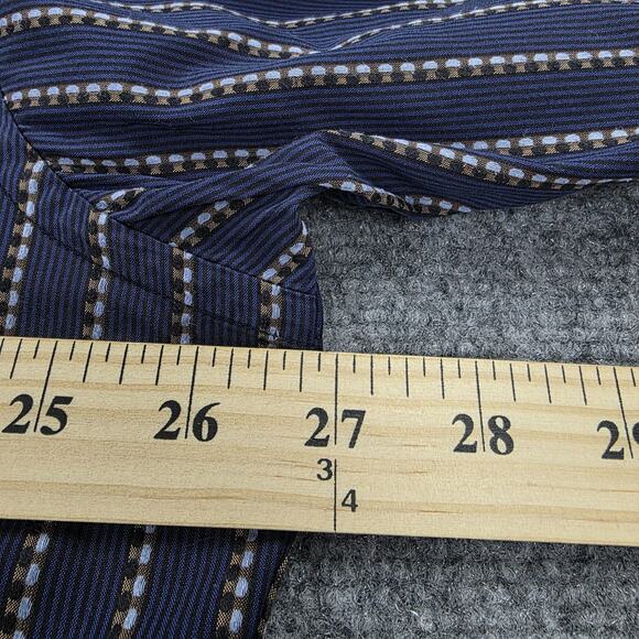 Bugatchi Uomo Shirt Mens 2XL Blue Brown Striped Long Sleeve Button Up Preppy - Picture 7 of 16